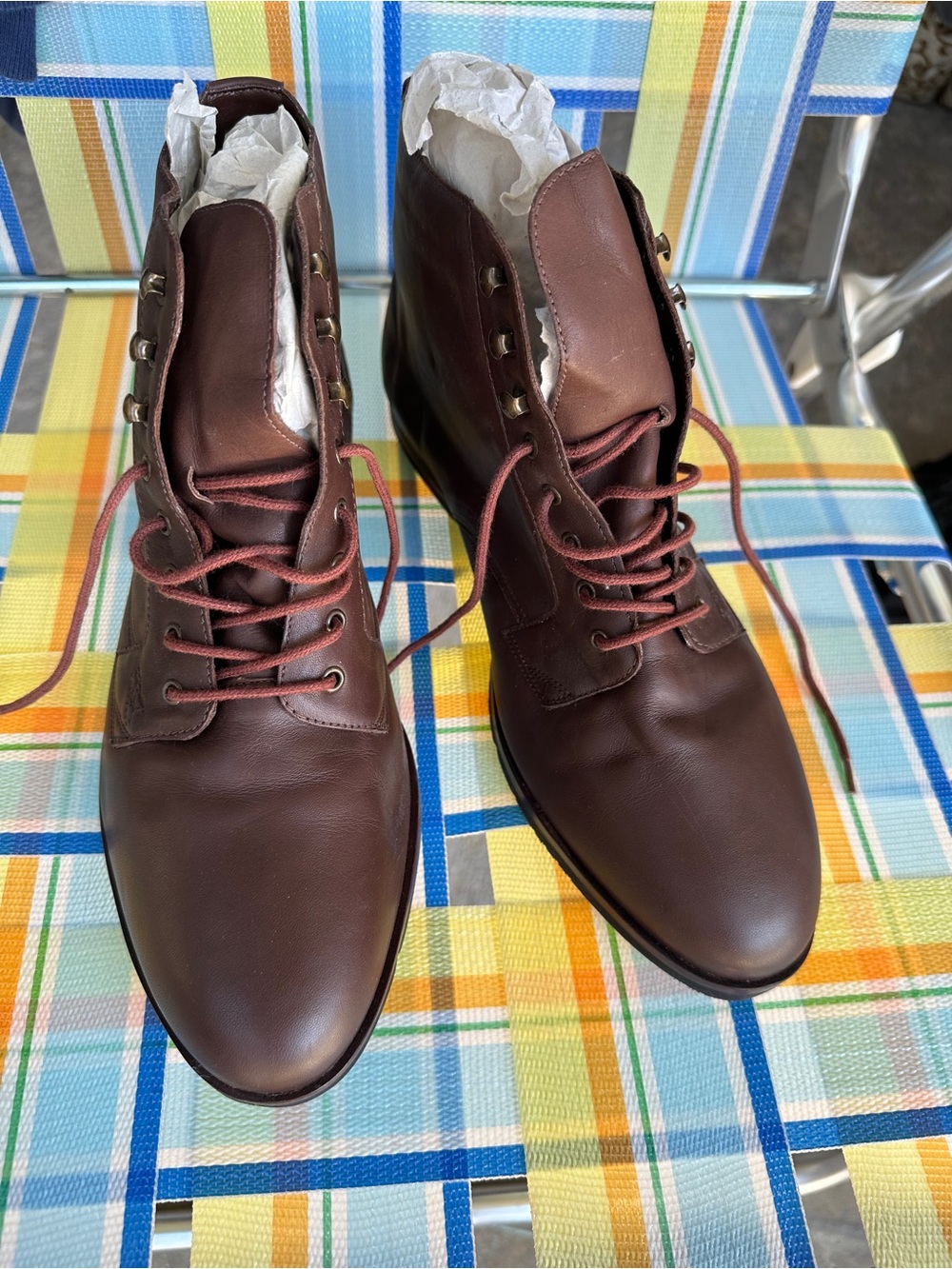 Women's Brown Lace-Up Leather Ankle Booties